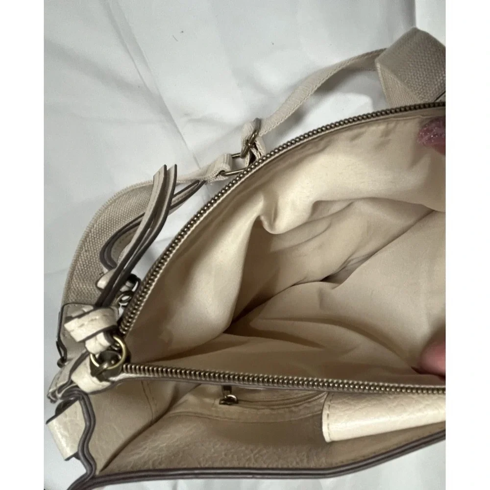 Crossbody‎  Bag Beige Faux Leather